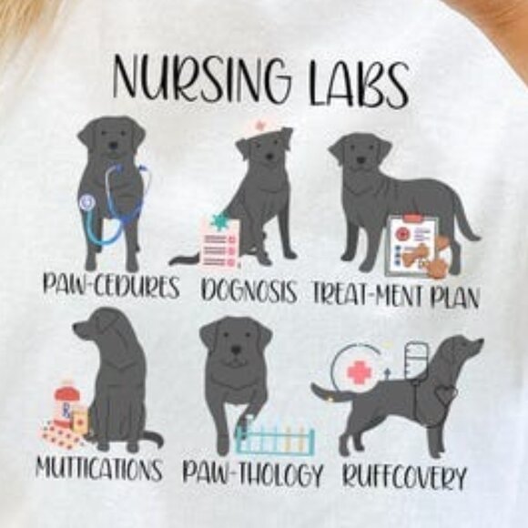 Nurse Funny Dog Shirt, Black Lab Dogs Nursing Pups Tee - Picture 2 of 3